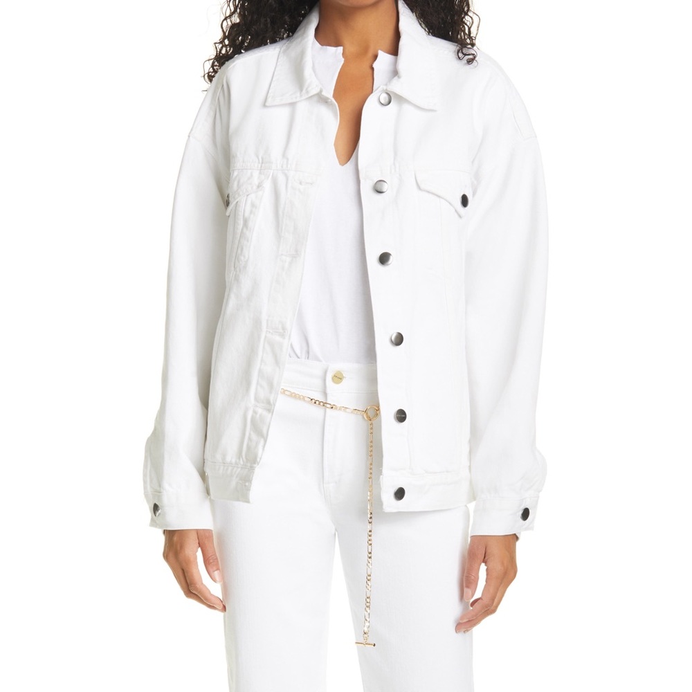 Frame NWOT Heritage Oversized Denim Jacket White Size L